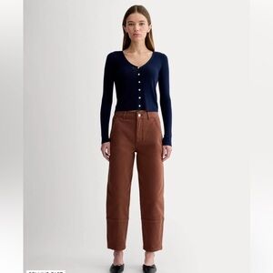 EVERLANE THE UTILITY BARREL PANT BROWN ORGANIC COTTON SIZE 00